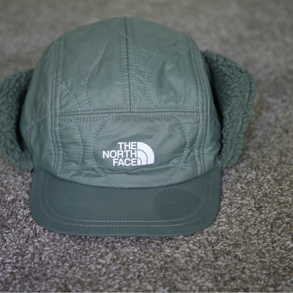 The North Face Olive Green Cap with Ear Flaps - Picture 1 of 6